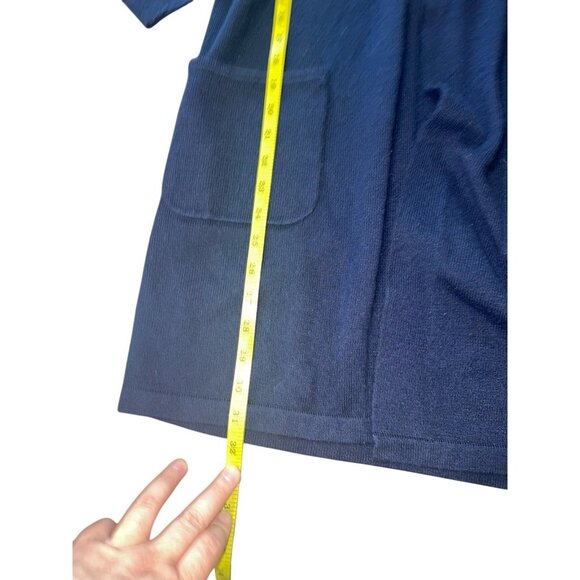 TALBOTS Women's Large Navy Blue Open Front Cardigan Sweater Long Length READ - Picture 9 of 14